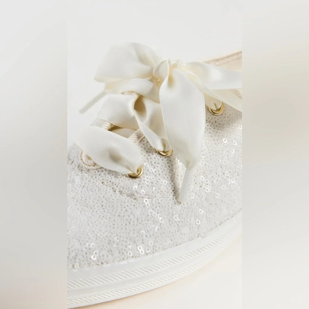 KEDS Celebration Sequin Off White Sneakers size 6‎ NEW Wedding bridal